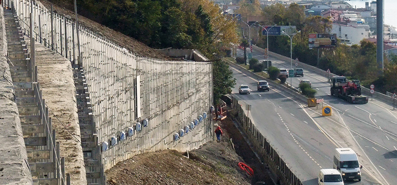 It is very important to monitor the performance of a retaining wall to protect infrastructure such as roads or railways downstream of it. Geotechnical monitoring of retaining walls usually includes piezometers and IPI in-place inclinometers, while structural monitoring of retaining walls includes tiltmeters, anchor load cells and crack gauges.