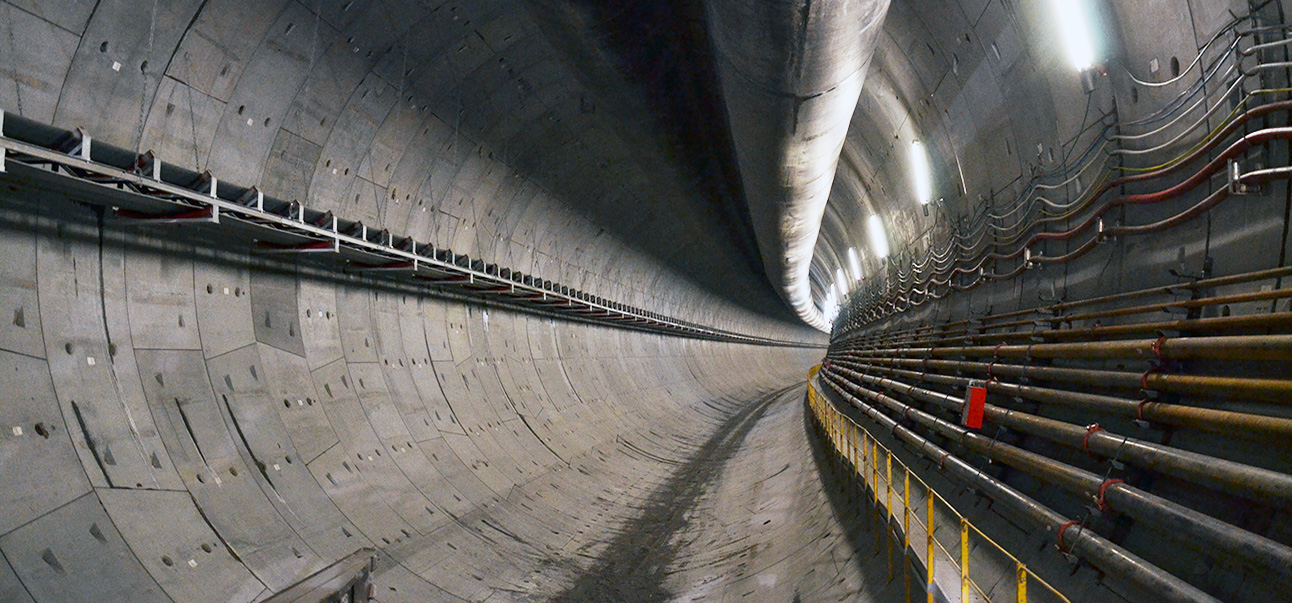 Typical TBM tunnel where precast concrete sections are visible. Into precast segments, in the factory are usually installed vibrating wire strain gauges and pressure cells.